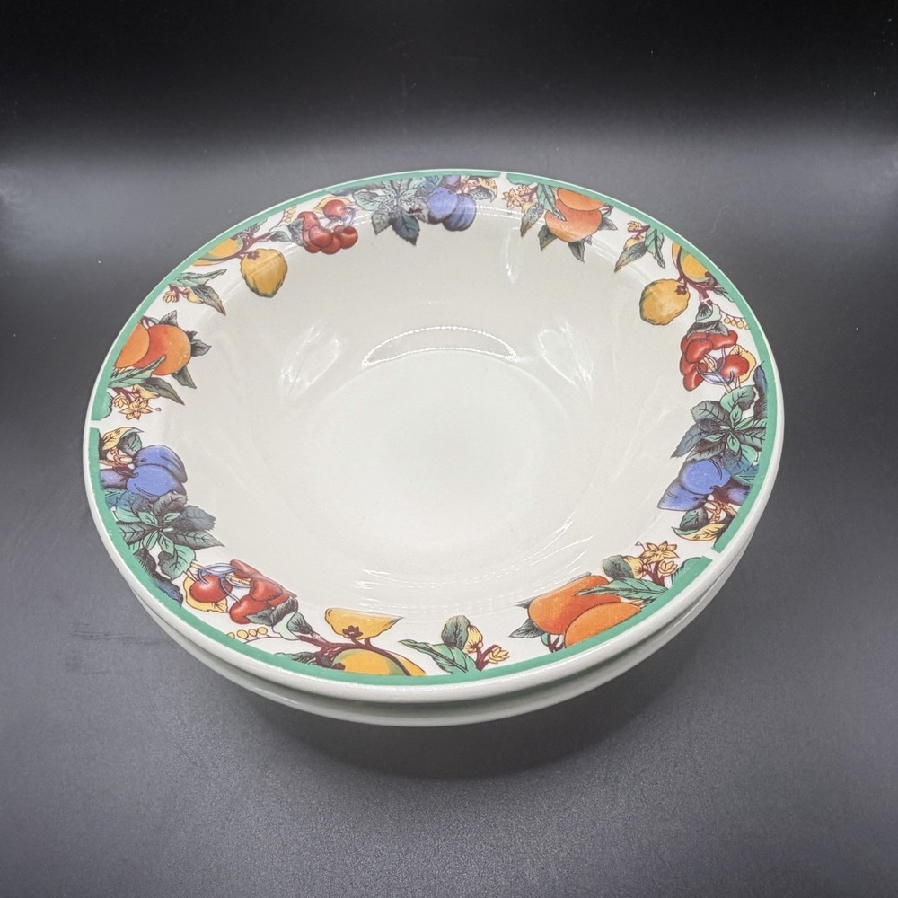 Maplehill Harvest Fruit Stoneware Cereal/salad Bowls Set/4 Vintage